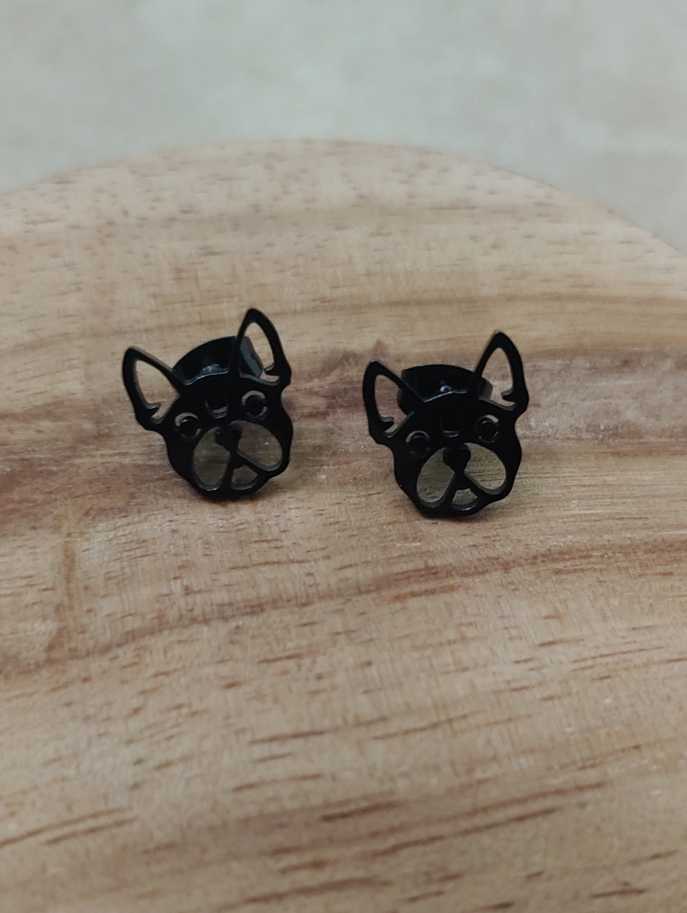 Frenchie Earrings Black French Bulldog Studs Silhouette